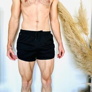 MENS GRADUAL Black Solid Plain Swim Trunks Shorts 2" Inseam M Beach Vacation